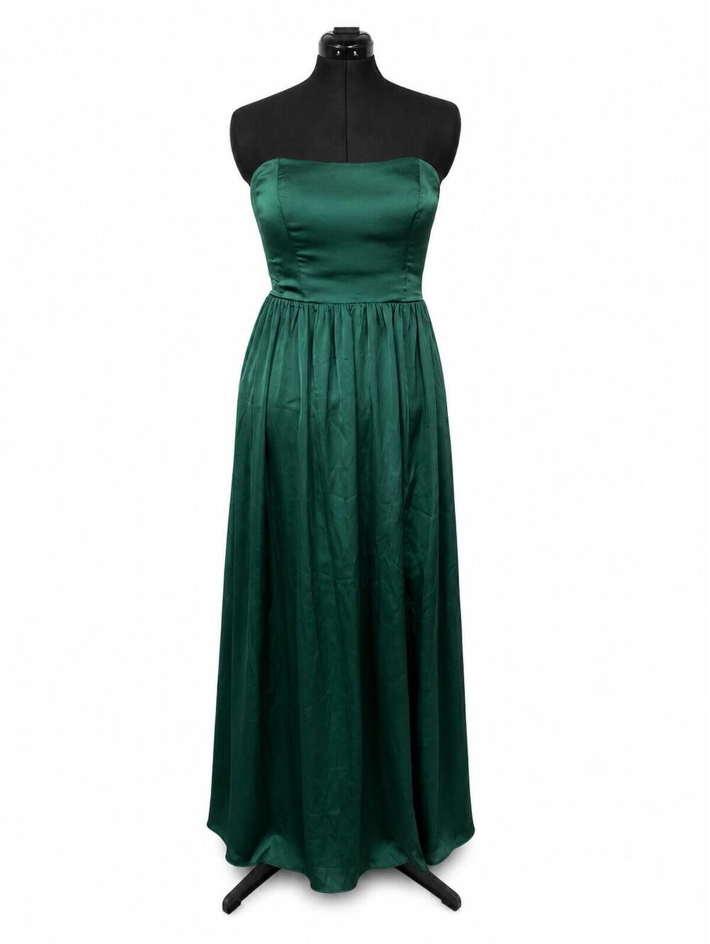 Azazie Morana Emerald Stretch Satin A-line Bridesmaids Dress (Size 14)
